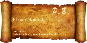 Plevo Babett névjegykártya